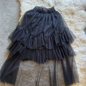 Black Layered Tulle Ruffle Skirt